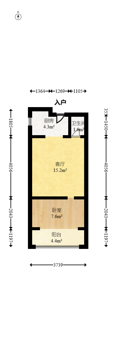 星语林名园  1室1厅1卫   30.00万室内图1