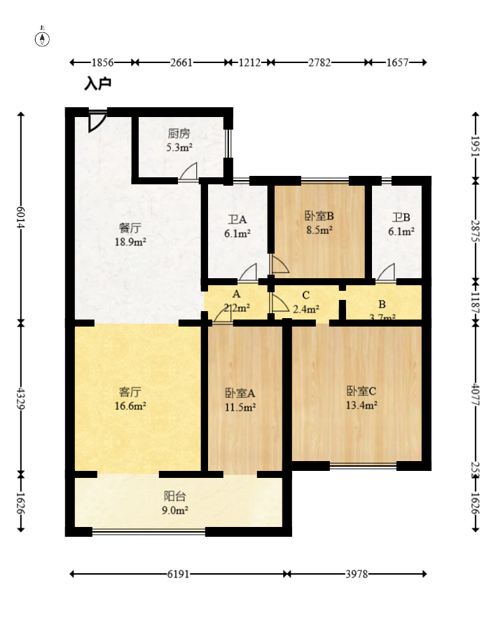 五矿万境蓝山  3室2厅2卫   130.00万室内图1