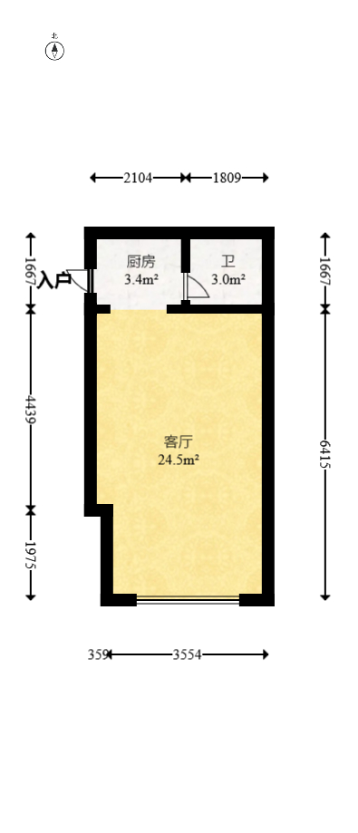 西子湖畔沃府  1室1厅1卫   48.00万室内图1