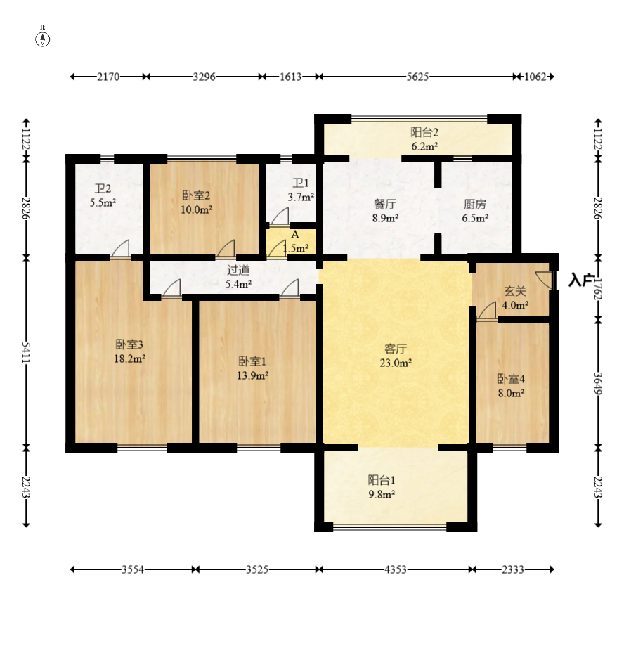 万润滨江天著 4室2厅2卫 132.0万 万润滨江天著 4室2厅2卫 132.0万户型图