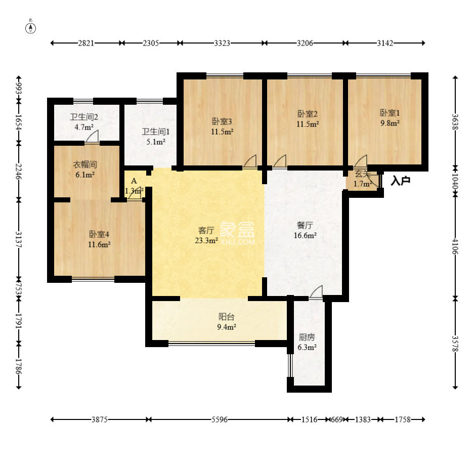 金湘苑(星澜之悦) 4室2厅2卫 117.0万 金湘苑(星澜之悦) 4室2厅2卫 117.0万户型图