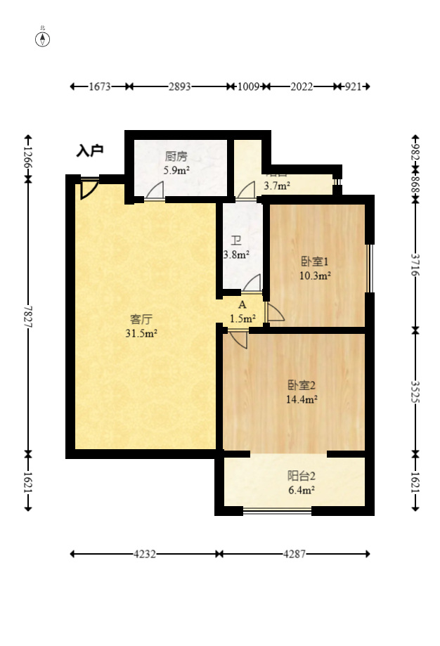 和庄  2室1厅1卫   83.80万室内图1
