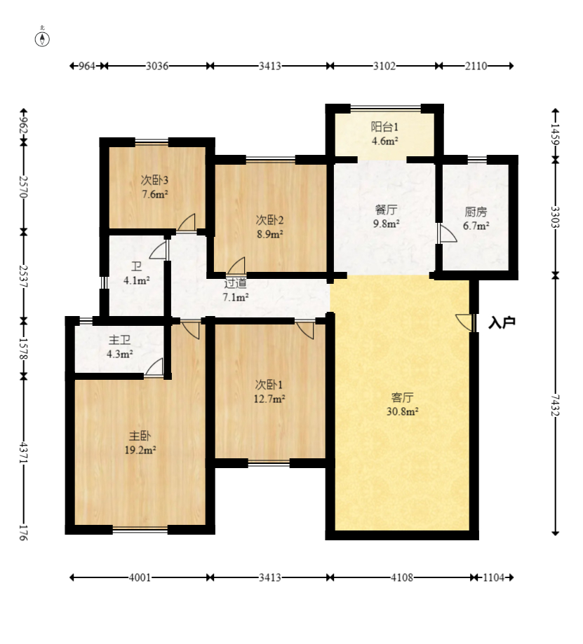 保利堂悦 4室2厅2卫 118.0万 保利堂悦 4室2厅2卫 118.0万户型图
