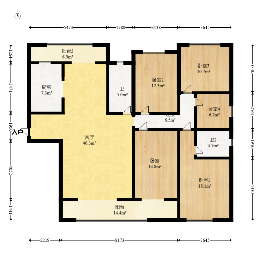 长房云尚公馆 5室2厅2卫 188.0万 长房云尚公馆 5室2厅2卫 188.0万户型图