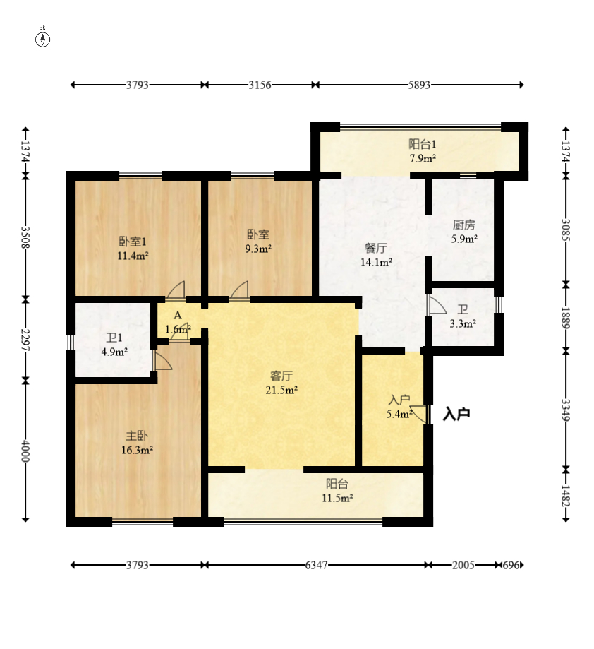 世景华庭  3室2厅2卫    90.0万 世景华庭  3室2厅2卫    90.0万户型图
