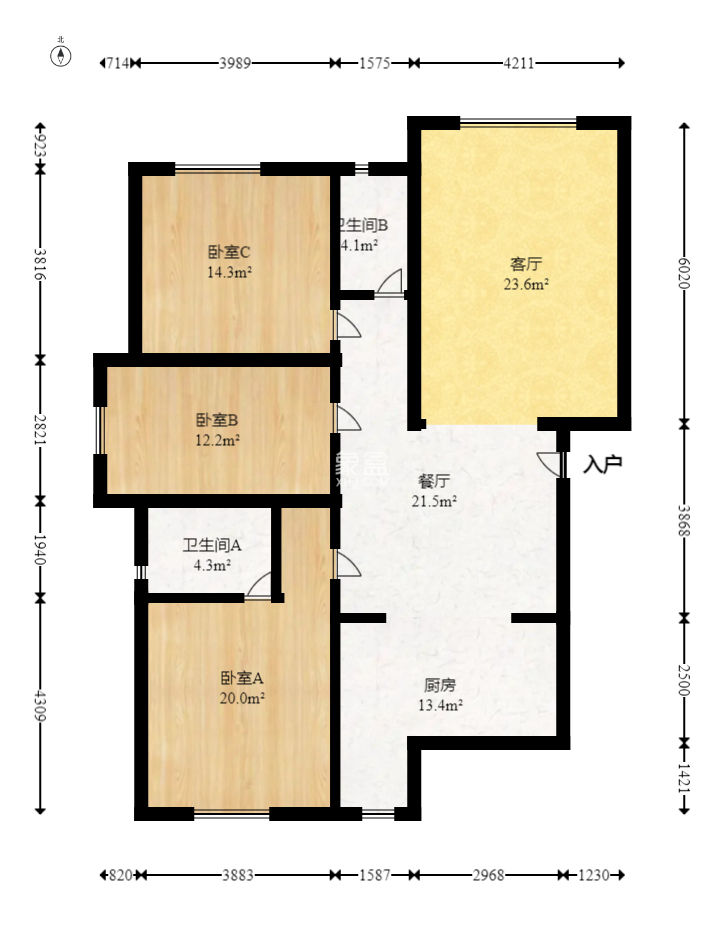 万博汇  3室2厅2卫   195.00万