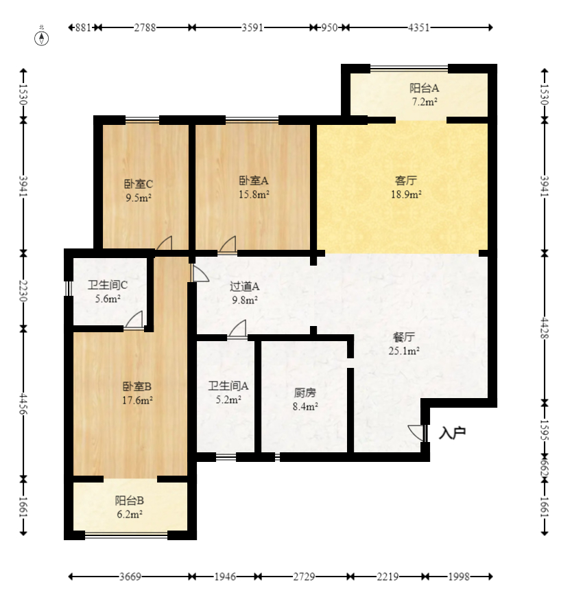 创远景园  3室2厅2卫   150.00万室内图1