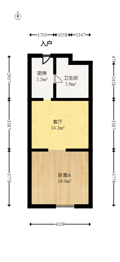 汇景发展环球中心  1室1厅1卫   60.00万室内图1