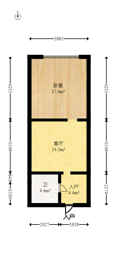 广华国际公馆（广华大厦）  1室1厅1卫   25.80万室内图1