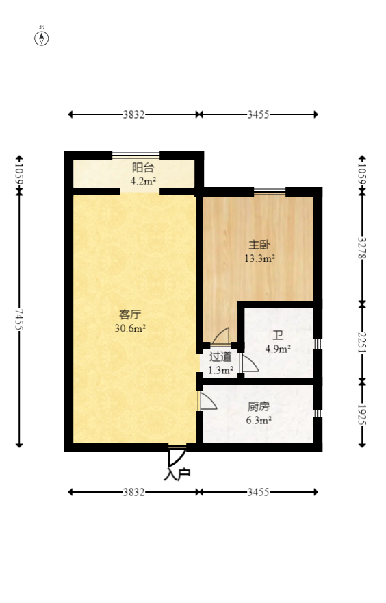 恒基凯旋门一二期  2室1厅1卫   49.80万室内图1