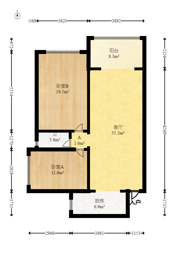 华盛新外滩  2室2厅1卫    103.0万 华盛新外滩  2室2厅1卫    103.0万户型图