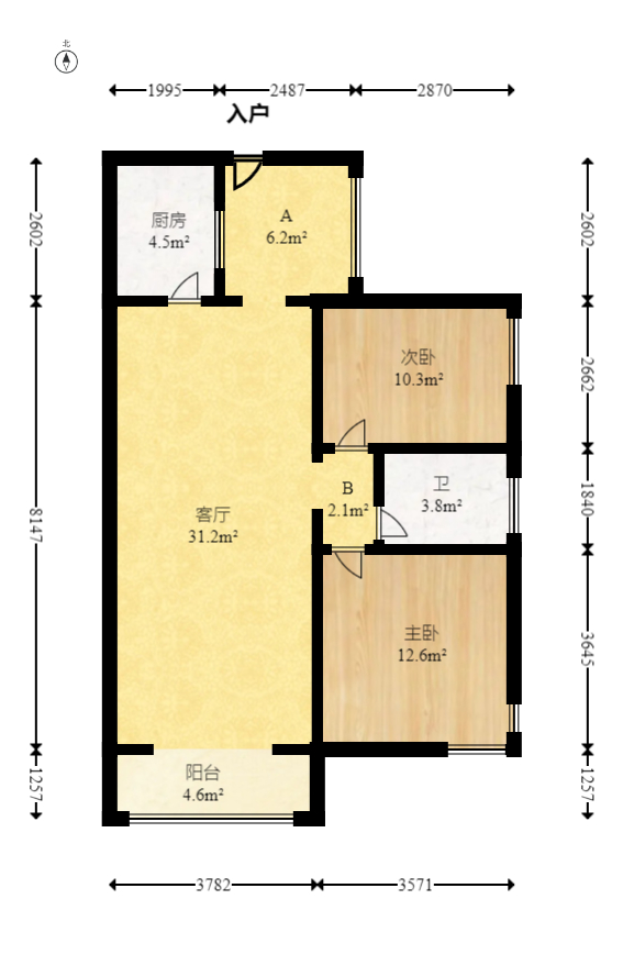 松雅湖金岸 2室2厅1卫 60.8万 松雅湖金岸 2室2厅1卫 60.8万户型图