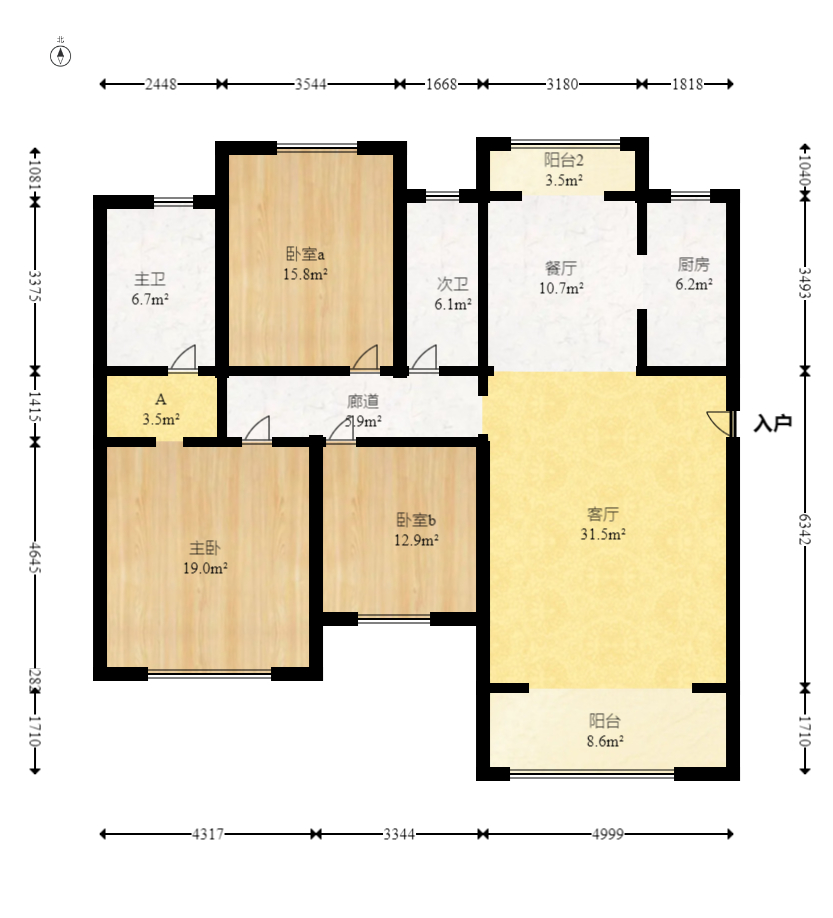 晟通牡丹舸  3室2厅2卫   248.00万室内图1
