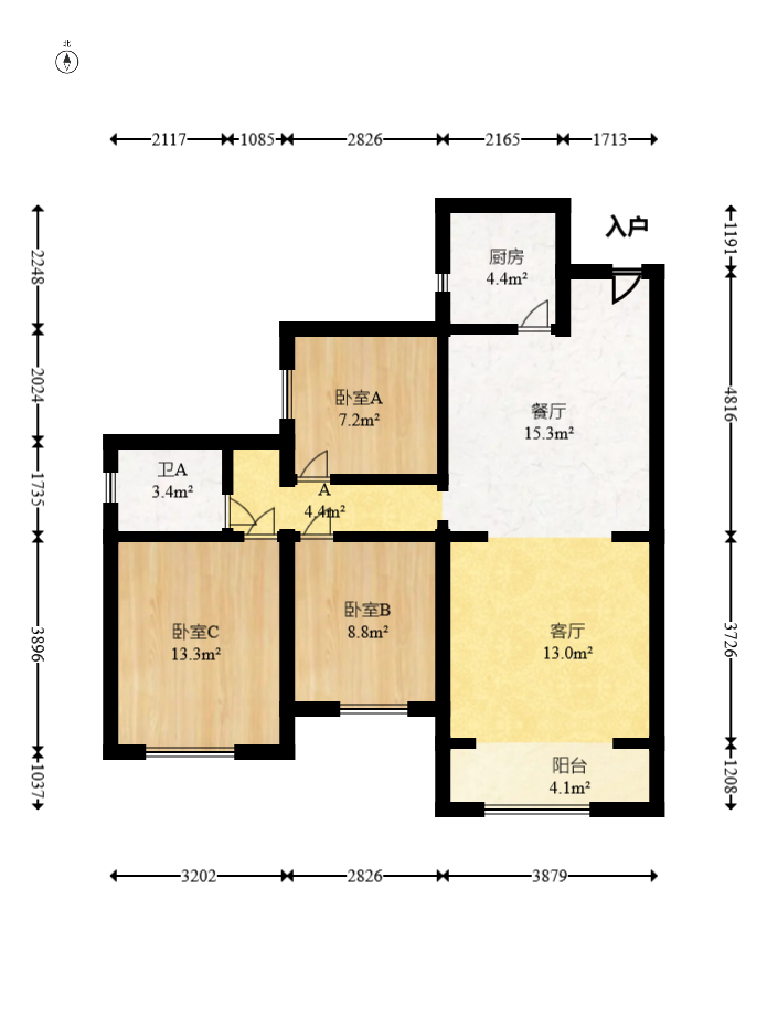 丽发新城  3室2厅1卫   75.00万室内图1