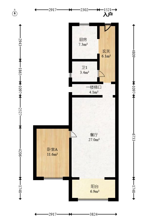 邦盛水岸御园  3室2厅2卫   102.00万室内图1