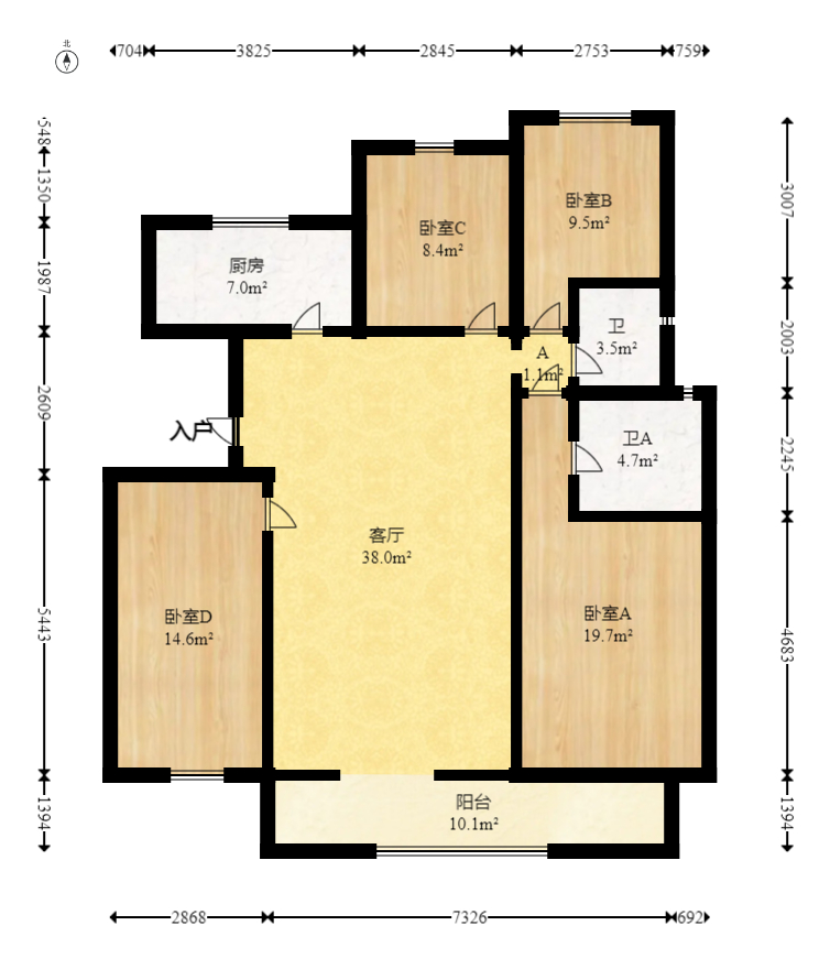 梅溪湖金茂府（金茂廣場(chǎng)）（金茂覽秀城）  4室2廳2衛(wèi)    296.0萬(wàn)室內(nèi)圖1
