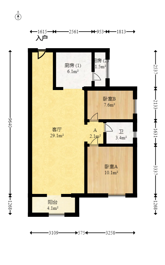 振业城四期  2室2厅1卫   130.00万室内图1