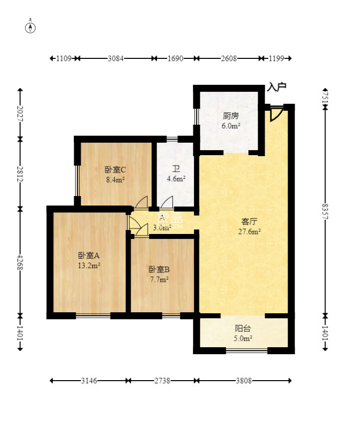 紅星紫檀溪苑  3室2廳1衛(wèi)   91.00萬