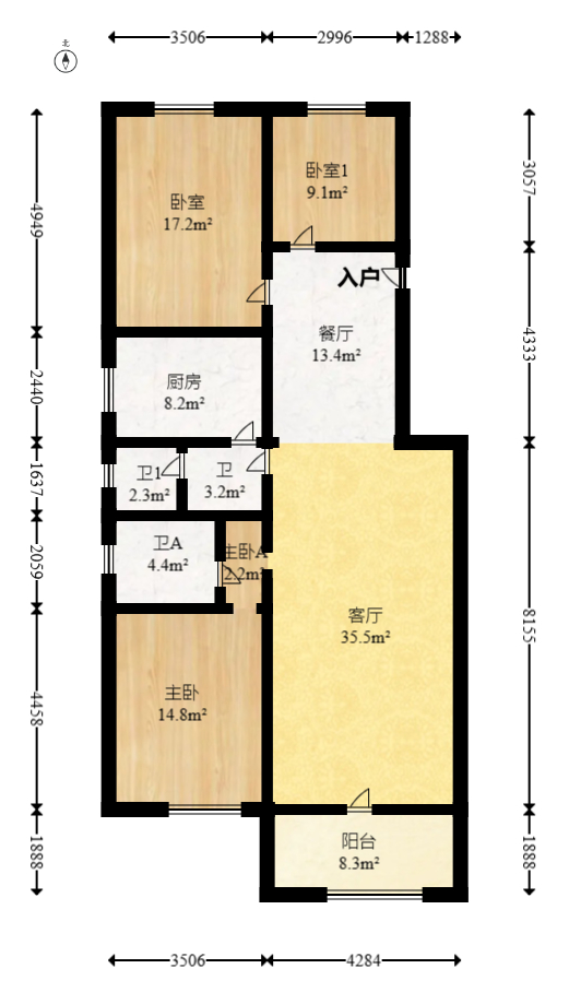 宝庆金都  3室2厅1卫   91.00万室内图1