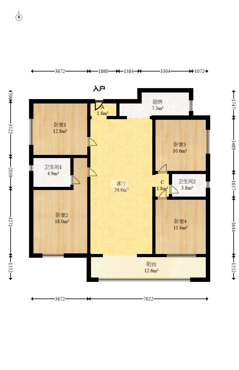 金富湘江悅城  4室2廳2衛(wèi)   138.00萬