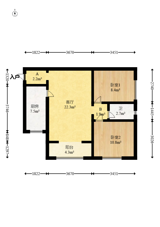 都市兰亭 2室1厅1卫 60.0万 都市兰亭 2室1厅1卫 60.0万户型图