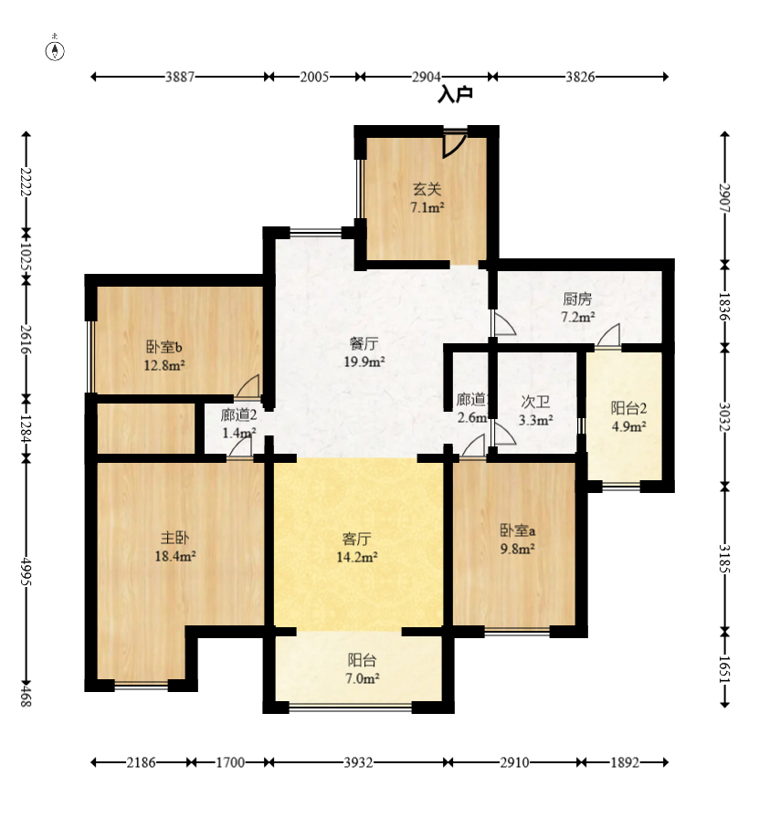保利麓谷林语F区  3室2厅2卫   92.00万室内图1