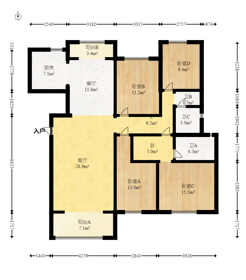 万科魅力之城天阔里  4室2厅2卫    198.0万 万科魅力之城天阔里  4室2厅2卫    198.0万户型图