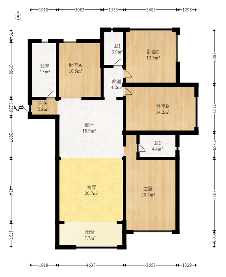 建投象山国际  4室2厅2卫   138.00万室内图1