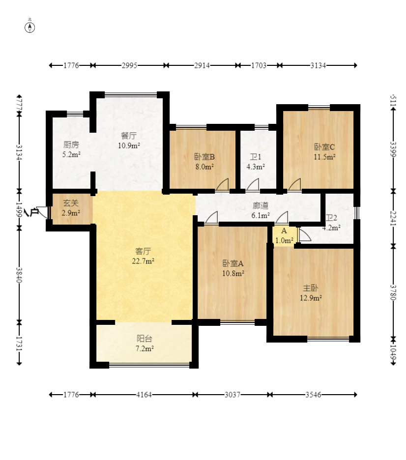 汉唐翰林府  4室2厅2卫   115.00万室内图1