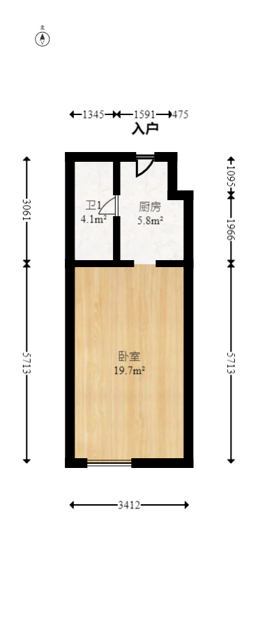 米兰春天  1室1厅1卫   18.00万室内图1