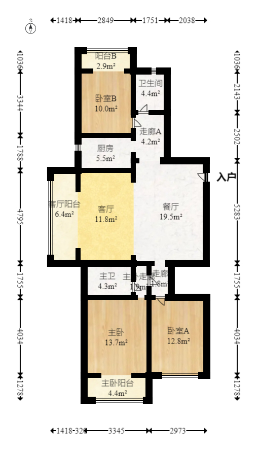 江悦和鸣  3室2厅2卫   220.00万室内图1