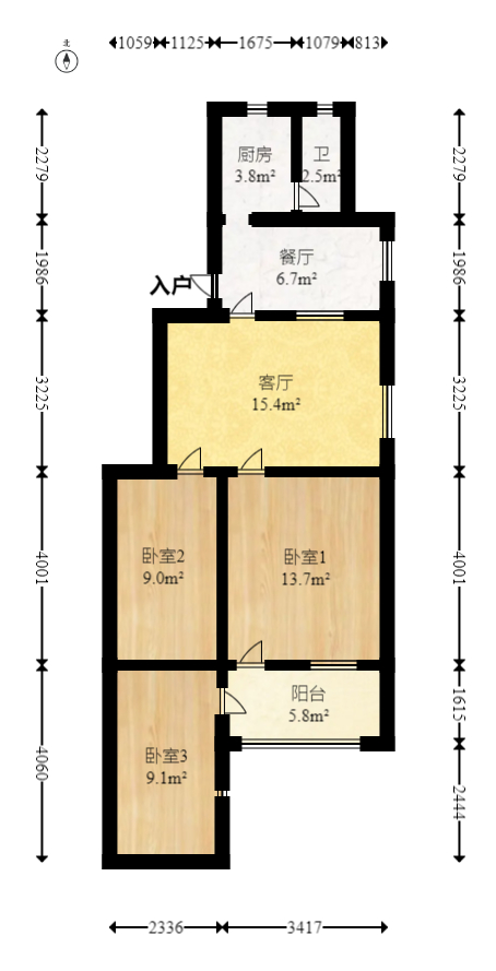 省进出口公司宿舍  2室2厅1卫   45.00万室内图1