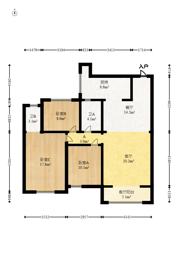 协信星澜汇  3室2厅2卫   149.50万室内图1