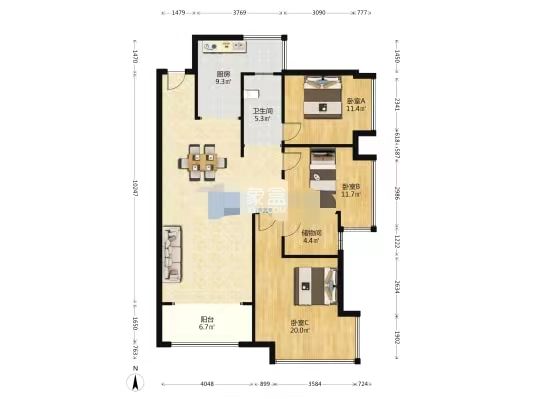 华晨神农湾 3室2厅2卫 108.0万 华晨神农湾 3室2厅2卫 108.0万室内图