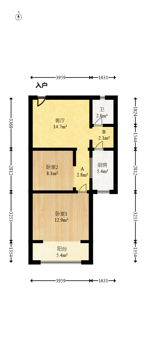 华银园 2室1厅1卫 39.0万 华银园 2室1厅1卫 39.0万户型图