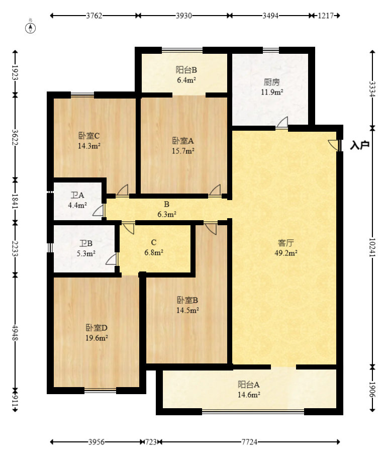城发恒伟东风映1897 4室2厅2卫 255.0万 城发恒伟东风映1897 4室2厅2卫 255.0万户型图