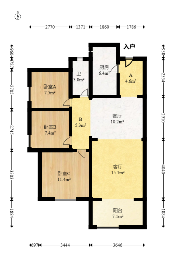 中建璟和城  3室2厅2卫   101.00万室内图1