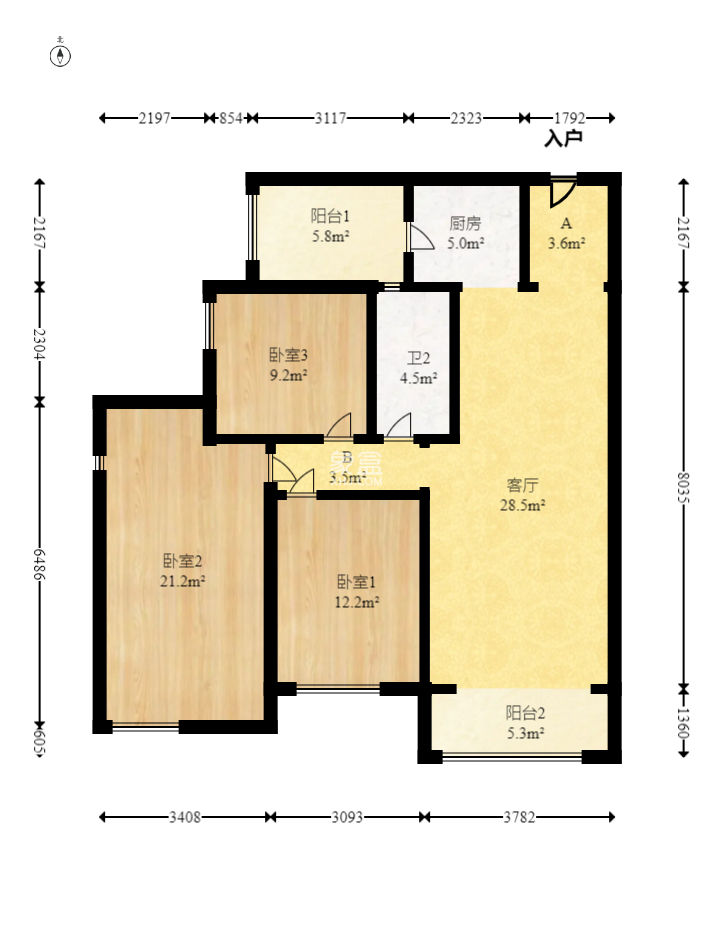 保利大都汇一期、二期  3室2厅1卫   148.00万