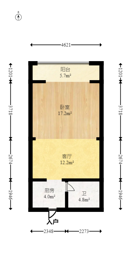 金土地第一湾  1室1厅1卫   40.00万室内图1