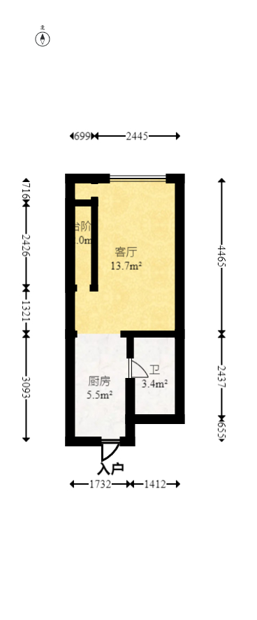 华润翡翠府  1室1厅1卫   29.00万室内图1