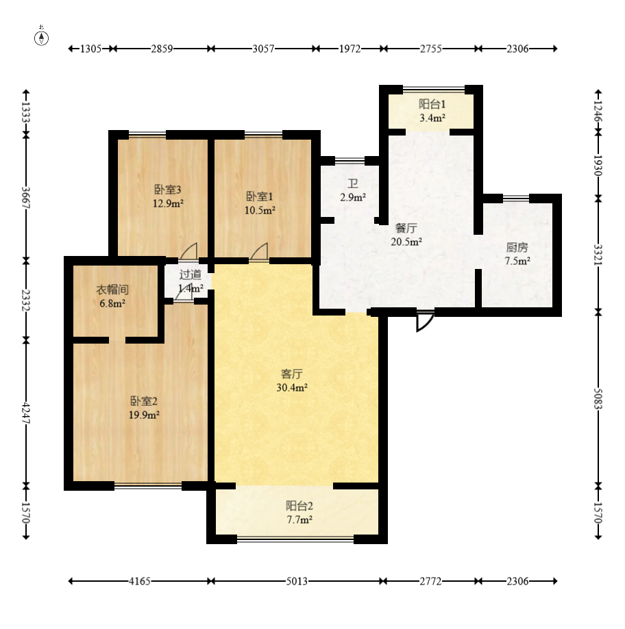 星城世家 1室2厅2卫 180.0万 星城世家 1室2厅2卫 180.0万户型图
