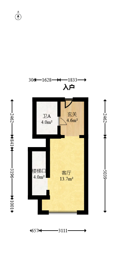 卓越中寰  2室1厅1卫   38.00万室内图1