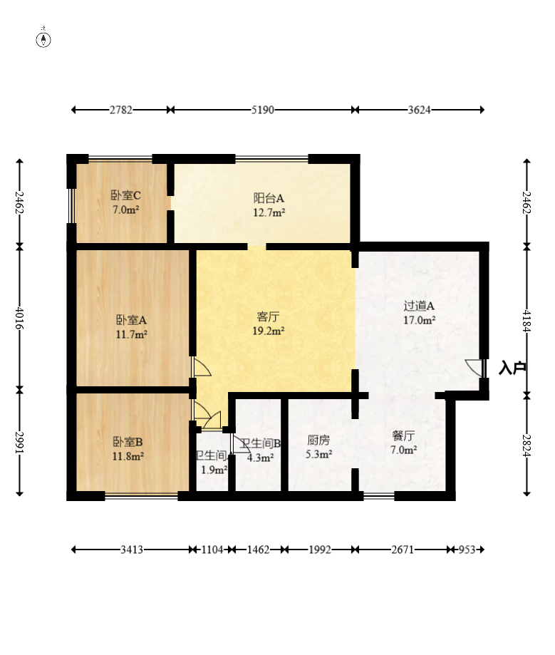 中国农业发展银行机关宿舍  3室2厅1卫   155.00万室内图1