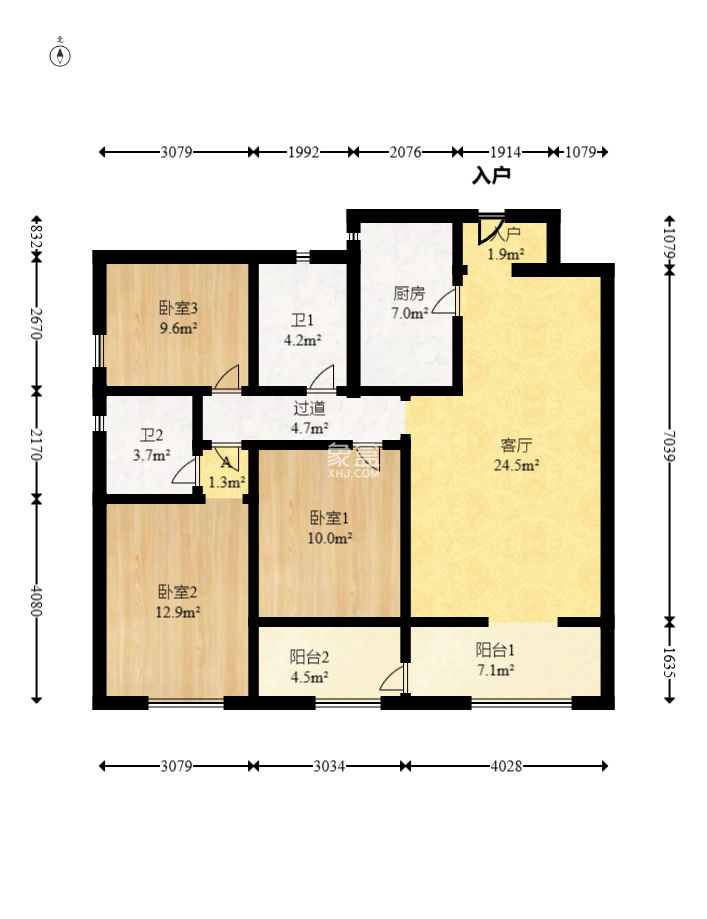 万科金域蓝湾  3室2厅2卫   129.80万