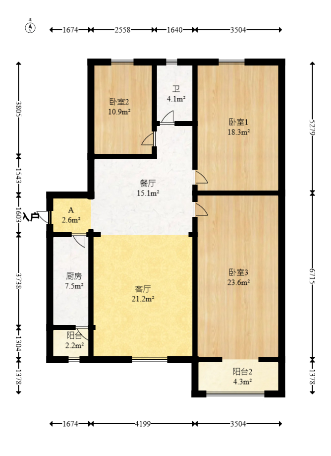 上峰苑(兰亭玥岛) 3室2厅1卫 96.0万 上峰苑(兰亭玥岛) 3室2厅1卫 96.0万户型图