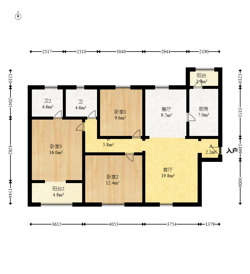 童话里 3室2厅2卫 90.0万 童话里 3室2厅2卫 90.0万户型图