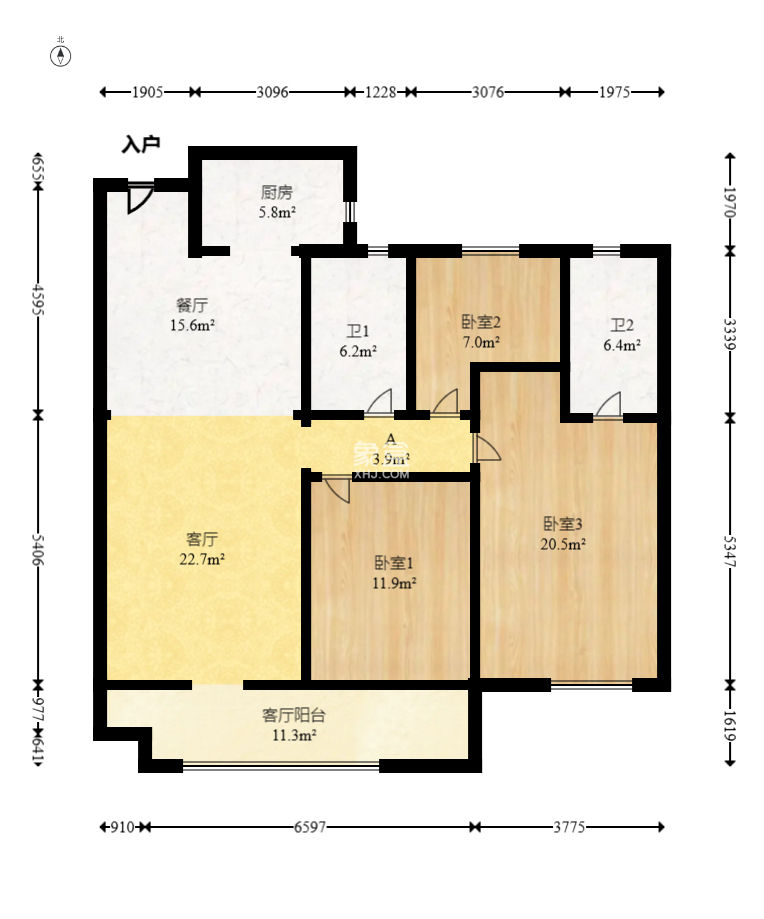 中建钰和城  3室2厅2卫   126.00万