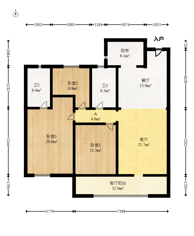 中建钰和城  3室2厅1卫   172.00万室内图1