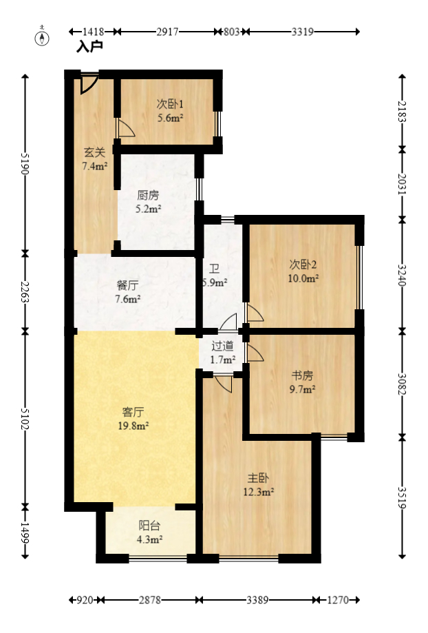 南璟滨江书苑 4室2厅1卫 55.0万 南璟滨江书苑 4室2厅1卫 55.0万户型图