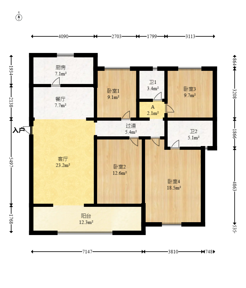 龙湖翠湖壹号 4室2厅2卫 158.0万 龙湖翠湖壹号 4室2厅2卫 158.0万户型图
